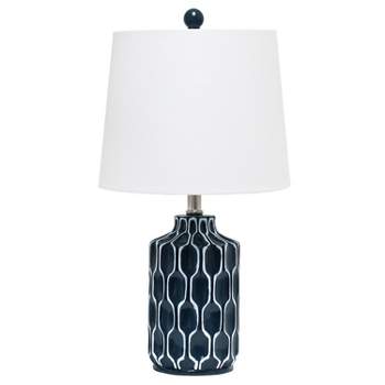 Moroccan Table Lamp with Fabric Shade Blue - Lalia Home