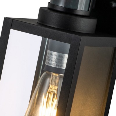 Matte Black Motion Sensor Outdoor Wall Lantern Set