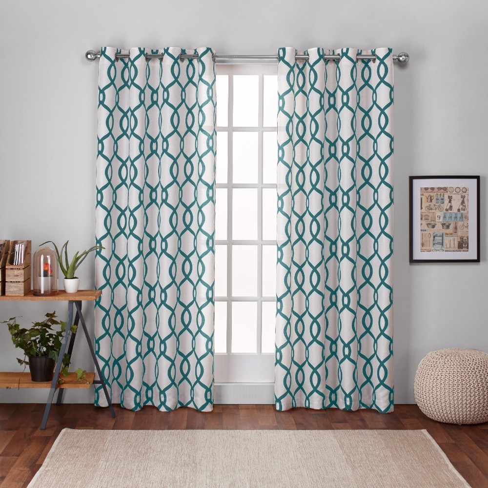 Photos - Curtains & Drapes Set of 2 108"x54" Kochi Linen Blend Grommet Top Window Curtain Panel Teal