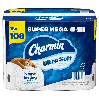 Charmin Ultra Soft Toilet Paper - 18 Super Mega Rolls