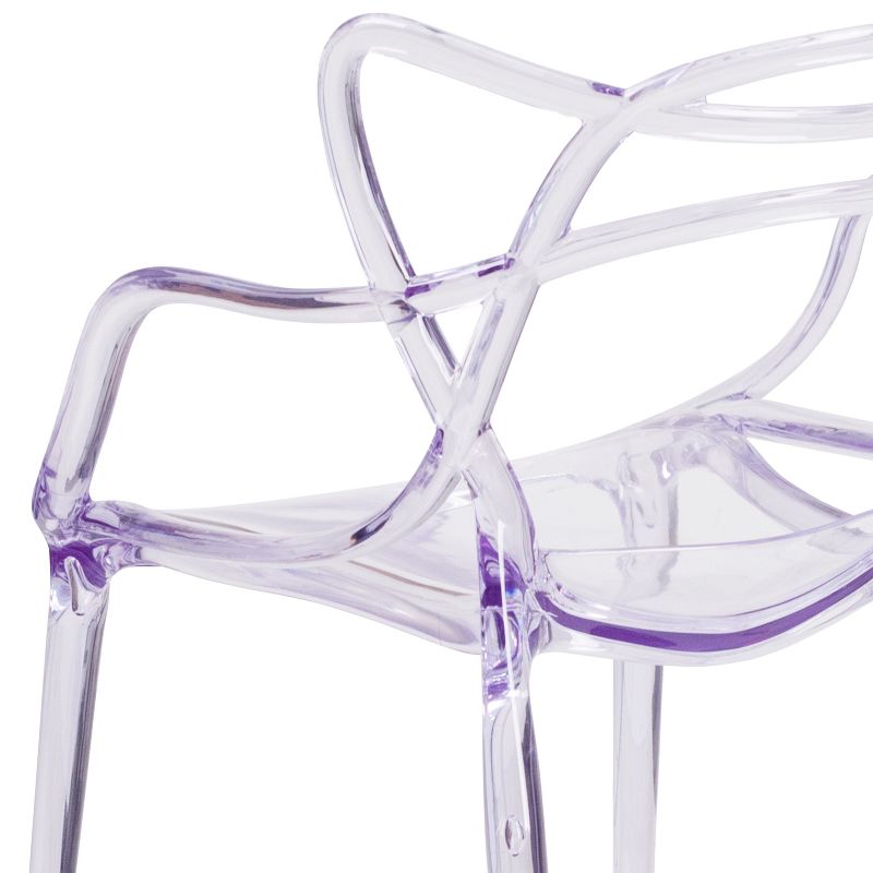Emma and Oliver 4 Pack Transparent Fluid Style Stacking Side Chair - Accent & Side Chair, 5 of 12