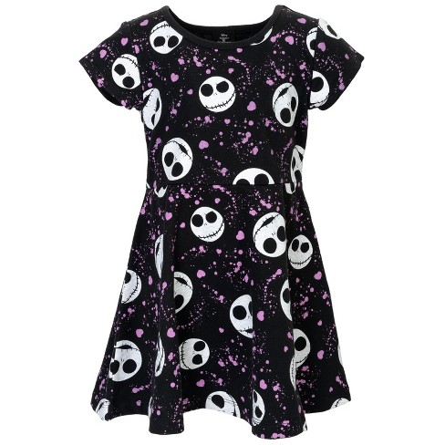 Disney Nightmare Before Christmas Jack Skellington Toddler Girls French Terry Skater Dress Black 4t Target