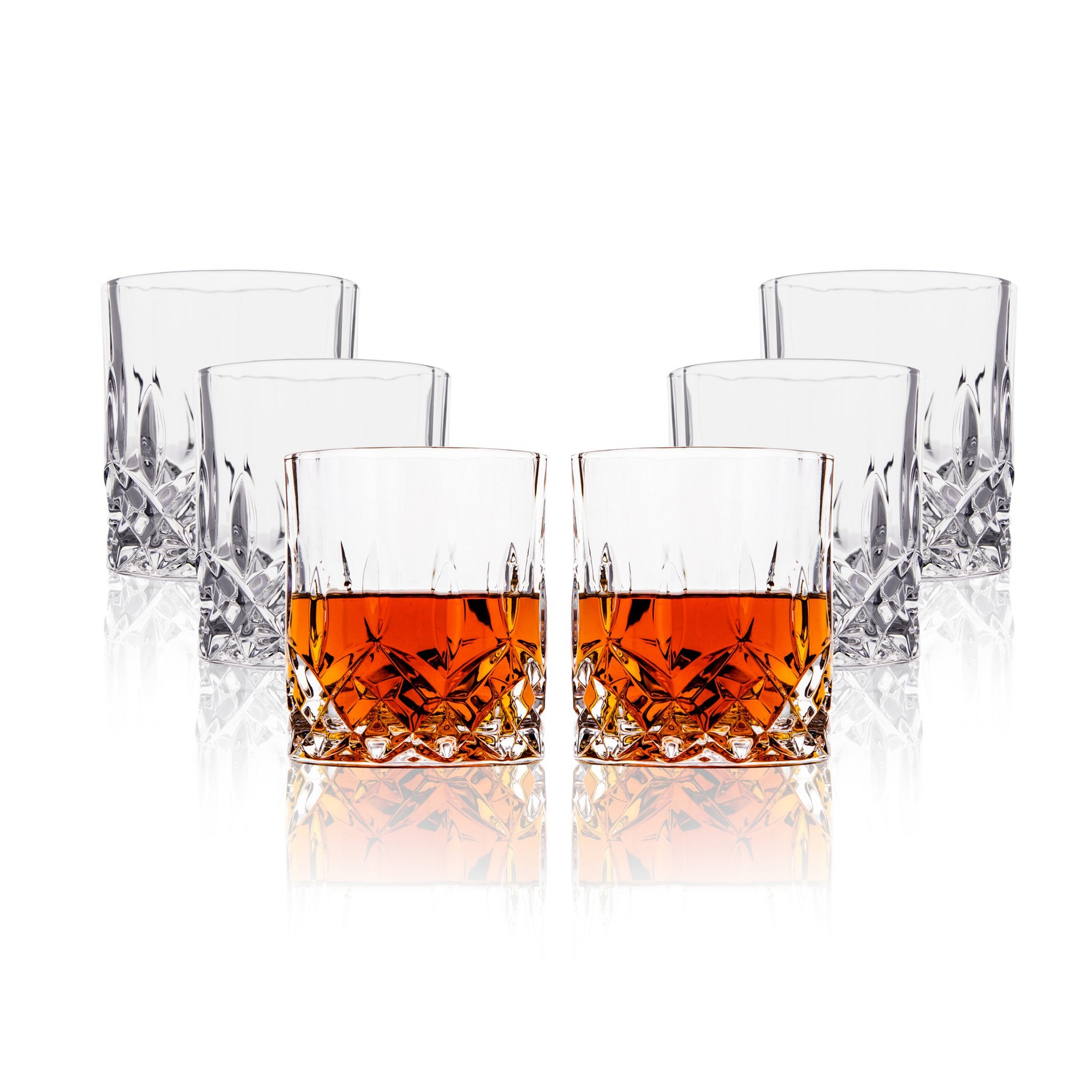 LEMONSODA Crystal Cut Double Rocks Old Fashioned Whiskey Glasses - 10oz (Set of 6)