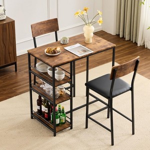 VINGLI Dining Table Set for 2, Counter Height Small 3 Piece Bar Table and Chairs Set with Storage - 1 of 1