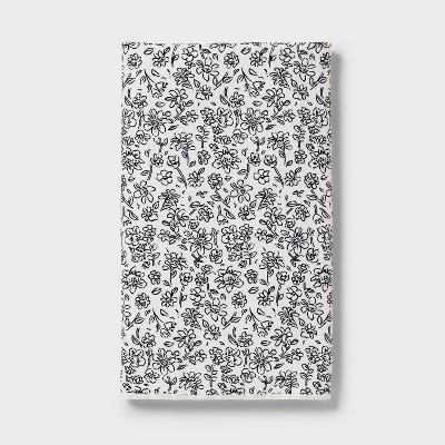 1pc Quick Dry Floral Waffle Hand Towel Black - Room Essentials™