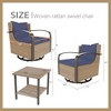 YARDSIGHT 3-Piece Patio Swivel Rocker Conversation Set with 2 Armchairs and 1 Wicker Side Table, Wood-Look Metal Tabletop and Olefin Cushions - 2 of 4