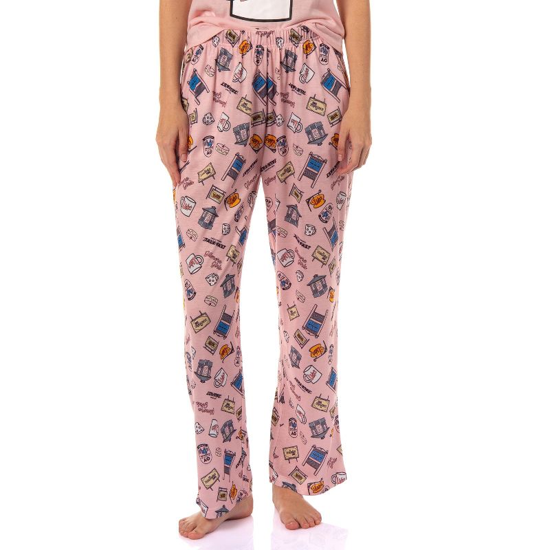 Gilmore Girls Women's I'd Rather Be Watching TV Show Tossed Icon Pajama Set Pink, 3 of 6