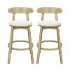 Christopher Knight Home Alonso Round Rubberwood upholstered Barstools (Set of 2) - 2 of 4