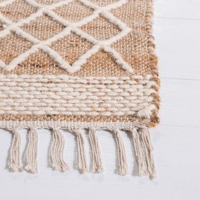 Ivory and Natural Wool Flat Woven Rectangular Area Rug