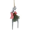 Northlight Reindeer with Pine  and Gingham Bowtie Christmas Ornament- 6.25" - Silver and Red - 4 of 4