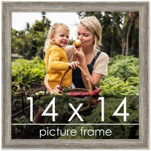 PosterPalooza | 14x14 Thin Barnwood Picture Frame, UV Acrylic, 2 Finishes - Grey and Black - 1 of 4