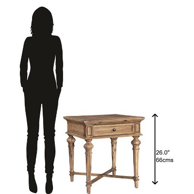 Wellington Square Acacia & Metal End Table with Drawer