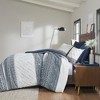 3Pcs Boho Style Cotton Duvet Set, Botanic Print Tufted Chevron Chenille Bedding, Farmhouse Bed Set with Matching Shams - 3 of 4