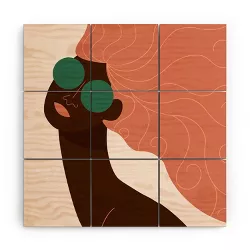 Maritza Lisa Abstract Woman Green Sunglasses 5' x 5' Wood Wall Mural - Society6