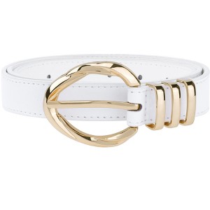 INSPIRE CHIC Women's Fashion PU Leather Skinny Thin Belts with Gold Buckle 1 Pc - 1 of 4