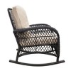 Okak Patio Rocking Chair Rattan Upholstered Recliner Chair/Set,Set of 1/3,Powder-Coated Metal Lounge Chair for Porch,Backyard&Garden,350lbs Max - 4 of 4