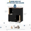 Double Layer Cat Litter Box Enclosure, Hidden Cat Litter Cabinet with Scratching Post and Litter Mat, Wooden Washroom Furniture with Door, Pet House - 2 of 4
