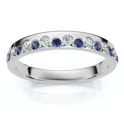 Pompeii3 1/5Ct Diamond & Sapphire Rhythm Anniversary Band 14k Gold or Platinum Lab Created