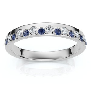 Pompeii3 1/5Ct Diamond & Sapphire Rhythm Anniversary Band 14k Gold or Platinum Lab Created - 1 of 4