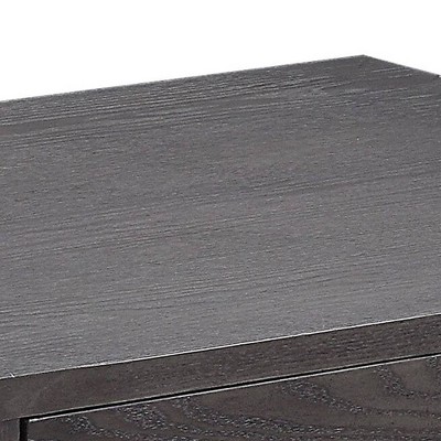 Modern Gray Oak & Chrome Rectangular End Table with Storage