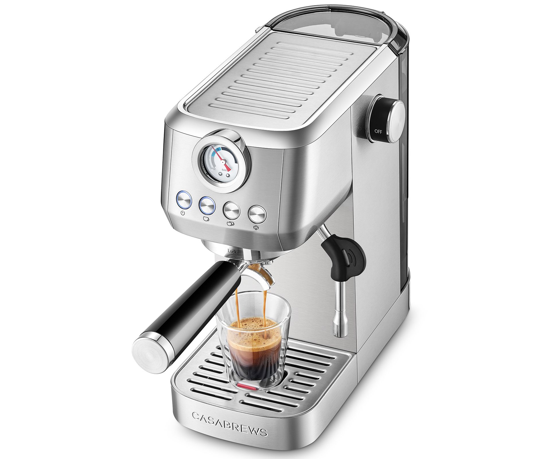 CASABREWS 3700Gense Espresso Machine with 58mm Portafilter, PID Temperature Control, Pressure Gauge, 20-Bar Pump, Steam Wand & Stainless Steel Design.