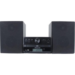 PHILCO Stereo Shelf System CD Player with Bluetooth, Digital FM Radio,  LCD Display, MP3/USB/AUX Input, 3.5mm Jack – Black - 1 of 4