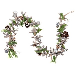Northlight Ornaments and Stars Wood Branch Artificial Christmas Garland - 3.25' x 4" - Unlit - 1 of 4