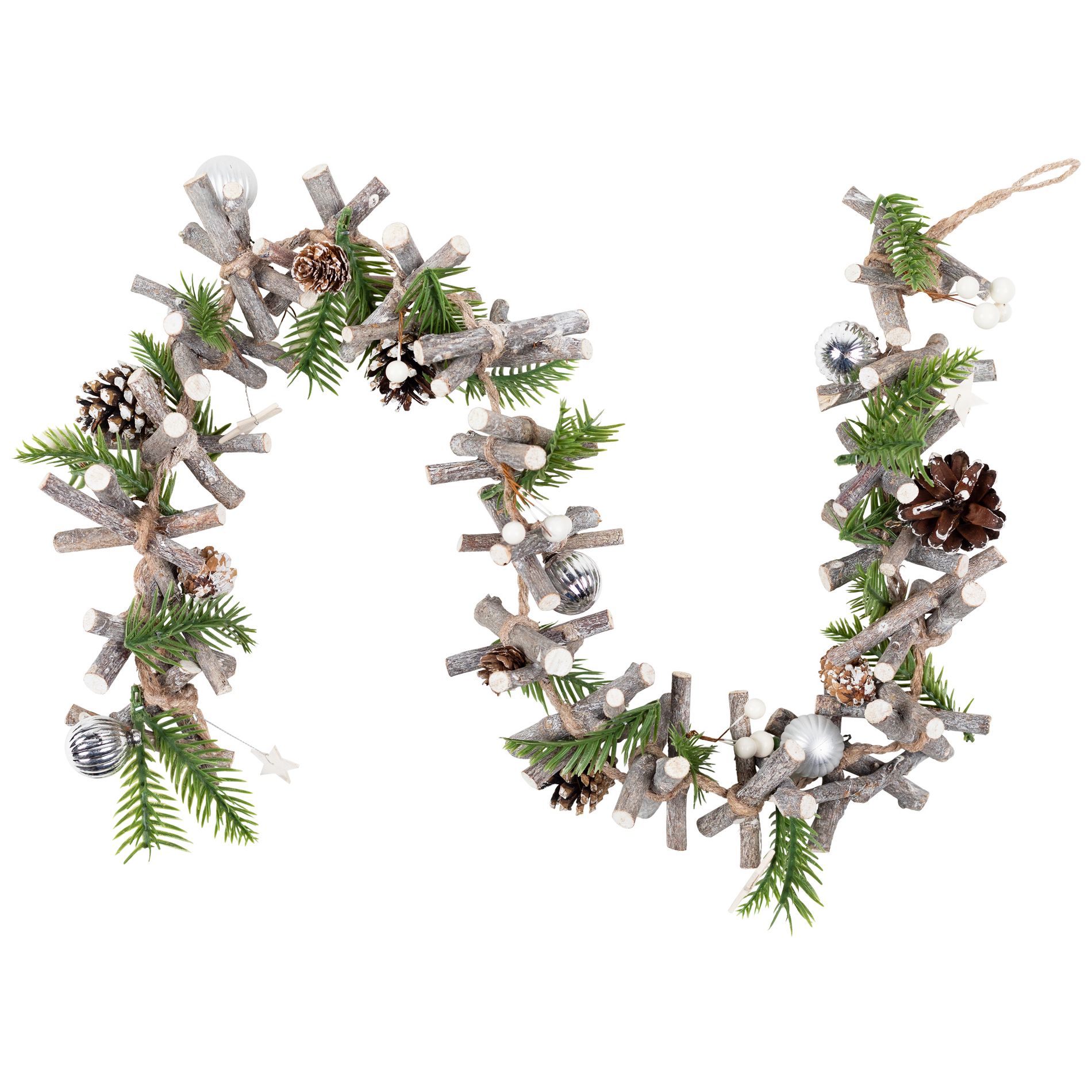 Northlight Ornaments and Stars Wood Branch Artificial Christmas Garland - 3.25' x 4" - Unlit