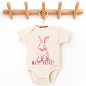 The Juniper Shop Happy Easter Bunny Outline Baby Short Sleeve Bodysuit - 1 of 4