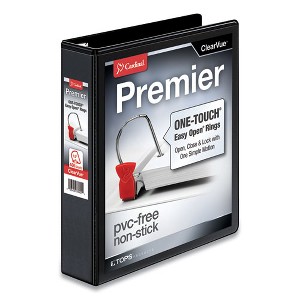 Cardinal Premier Easy Open ClearVue Locking Slant-D Ring Binder, 3 Rings, 1.5" Capacity, 11 x 8.5, Black - 1 of 4