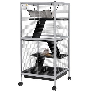 45" H Rolling Small Animal Cage with Hammock, Ferret Cage, Chinchilla Cage, Pet Habitat with 6 Doors - 1 of 4