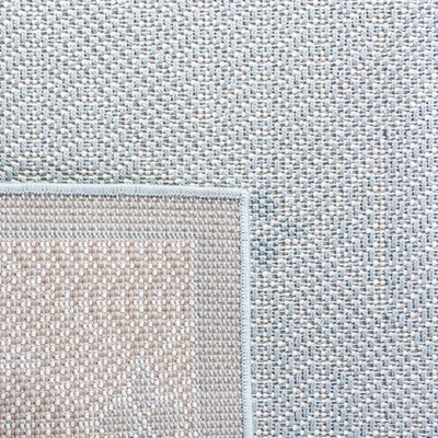 Light Blue/Ivory Synthetic 78'' Square Easy-Care Area Rug