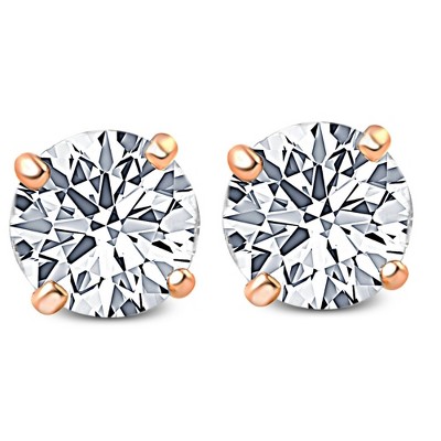 Pompeii3 3/4ct Diamond Studs Screw Back 14K Rose Gold