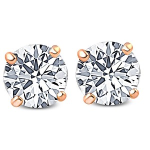 Pompeii3 3/4ct Diamond Studs Screw Back 14K Rose Gold - 1 of 3