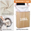 GustoWave Bamboo Laundry Hamper Large 58L/106L with Removable 3/4-Section Liner, Foldable Storage Basket with Lid and Handles - 3 of 4