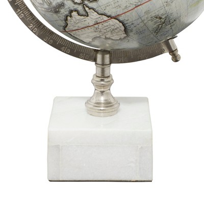 Gray Marble and Metal Modern Decorative Globe