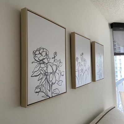 8 x 10 Sketch Flowers Framed Wall Canvas Tan - Threshold™