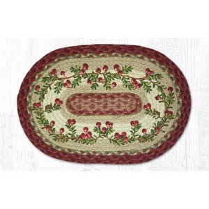 Earth Rugs Cranberries Oval Placemat – 13"x19" Hand-Braided Natural Jute Table Mat - 1 of 3