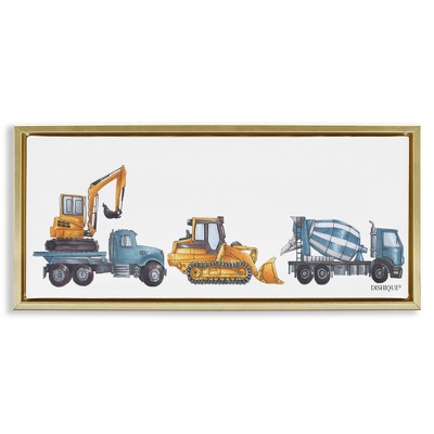 Stupell Industries Construction Vehicles Driving Illustration, 25" x 11"