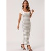 INSPIRE CHIC Women's Square Neck Short Sleeve Ribbed Knit Stripe Sweater Maxi Dress - 2 of 4