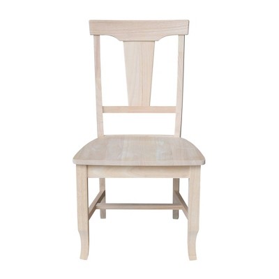 Set of 2 Unfinished Solid Wood Panel Back Dining Chairs