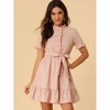 Allegra K Women's Ruffle Hem Fit and Flare Frill Trim Button Front Dresses - 3 of 4