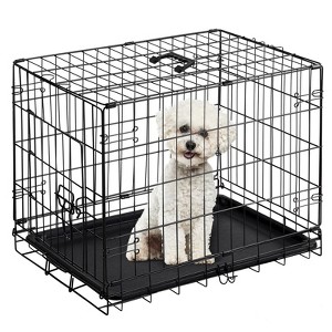 Kumasinova 24“/30” Single Door Dog Crate,Metal Dog Cage with Safety Lock,Foldable Small/Medium Dog Kennel Indoor with Removable Tray for Easy Cleaning - 1 of 4