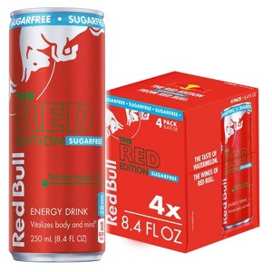 Red Bull Sugar Free Red Edition Energy Drink - 4pk/8.4 fl oz Cans - 1 of 4