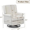 Acekool Swivel Recliner Chair, Small Rocker Recliner with High-Density Sponge, Linen Cotton Upholstery, 360° Rock & Swivel, White - 2 of 4