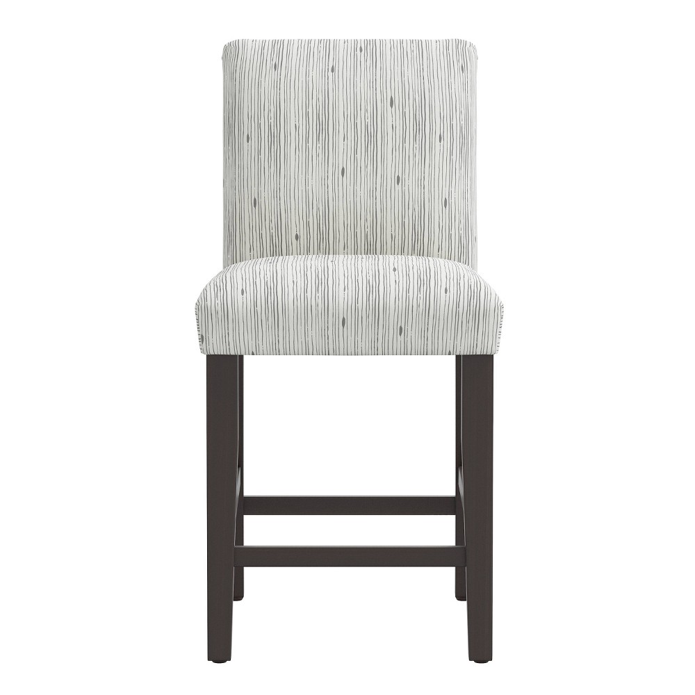 Photos - Chair Skyline Furniture Parsons Counter Height Barstool Shibori Stripe Gray: Linen & Cotton Upholstery, Wood Legs