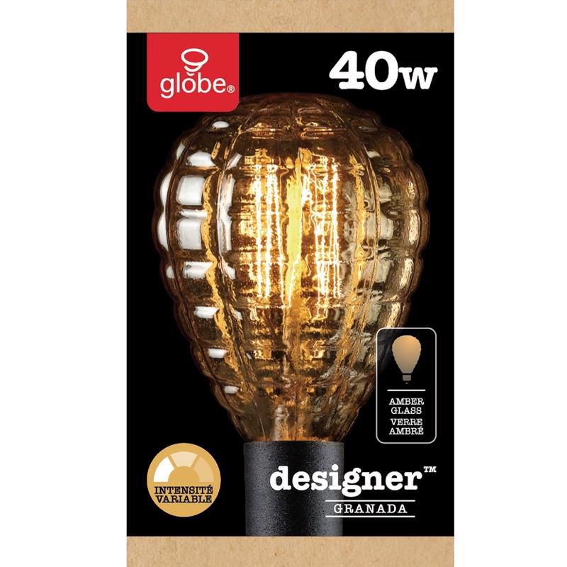 Globe Electric Designer Granada 40 W G40 Decorative Incandescent Bulb E26 (Medium) Amber 1 pk, 1 of 3