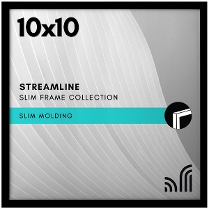 Americanflat 10x10 Picture Frame with Shatter-Resistant Glass - Streamline Collection - Thin Square Picture Frame for Tabletop and Wall Display, Black - 1 of 4