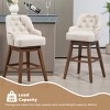 Bar Stools Counter Height Chairs Set Of 2 ,Kitchen Chairs 360 Degree Swivel Wood Legs,Dining Chairs Linen Fabric With Footrest-Cuddlewood - 3 of 4