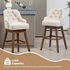 Bar Stools Counter Height Chairs Set Of 2 ,Kitchen Chairs 360 Degree Swivel Wood Legs,Dining Chairs Linen Fabric With Footrest-Cuddlewood - image 3 of 4